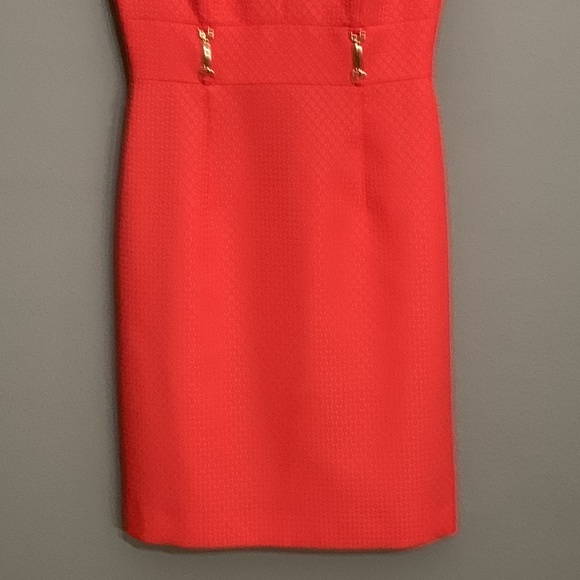 Tahari ASL Coral Orange Sleeveless Dress Size 4 - Picture 3 of 8